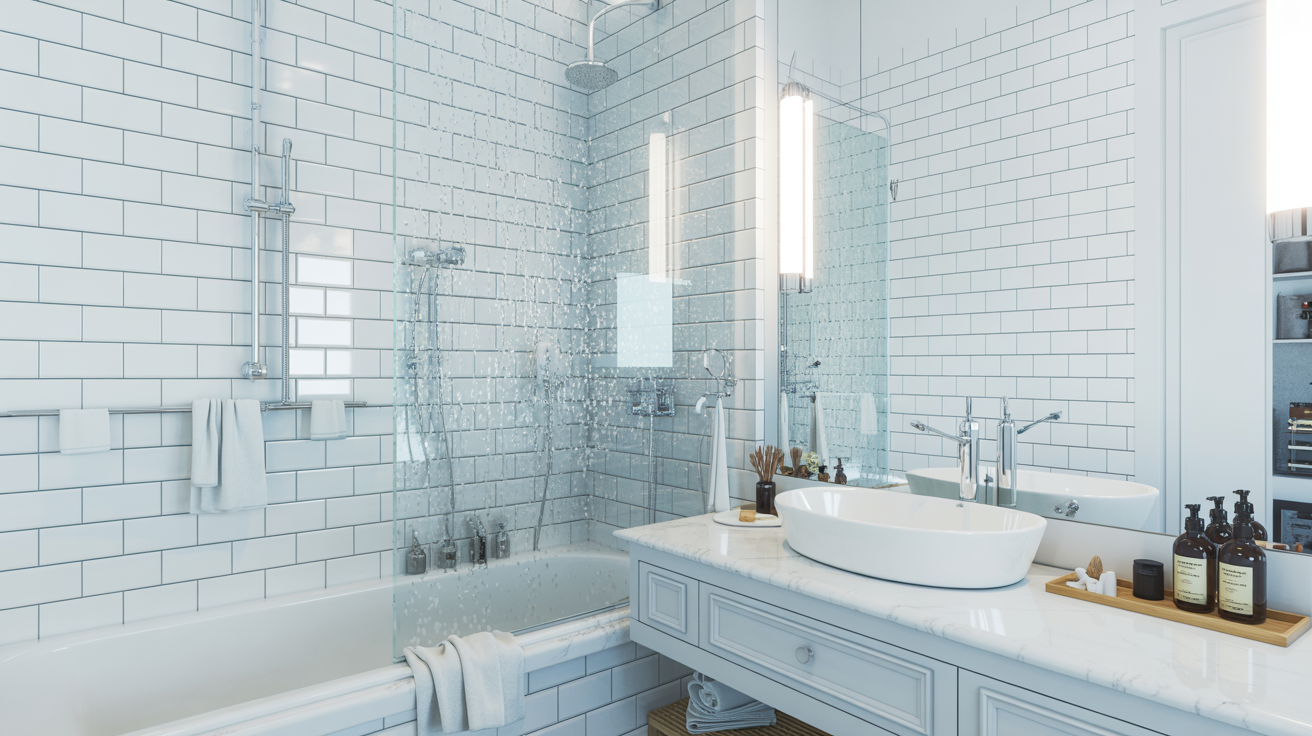 Sparkling clean modern bathroom demonstrating attention to detail in cleaning